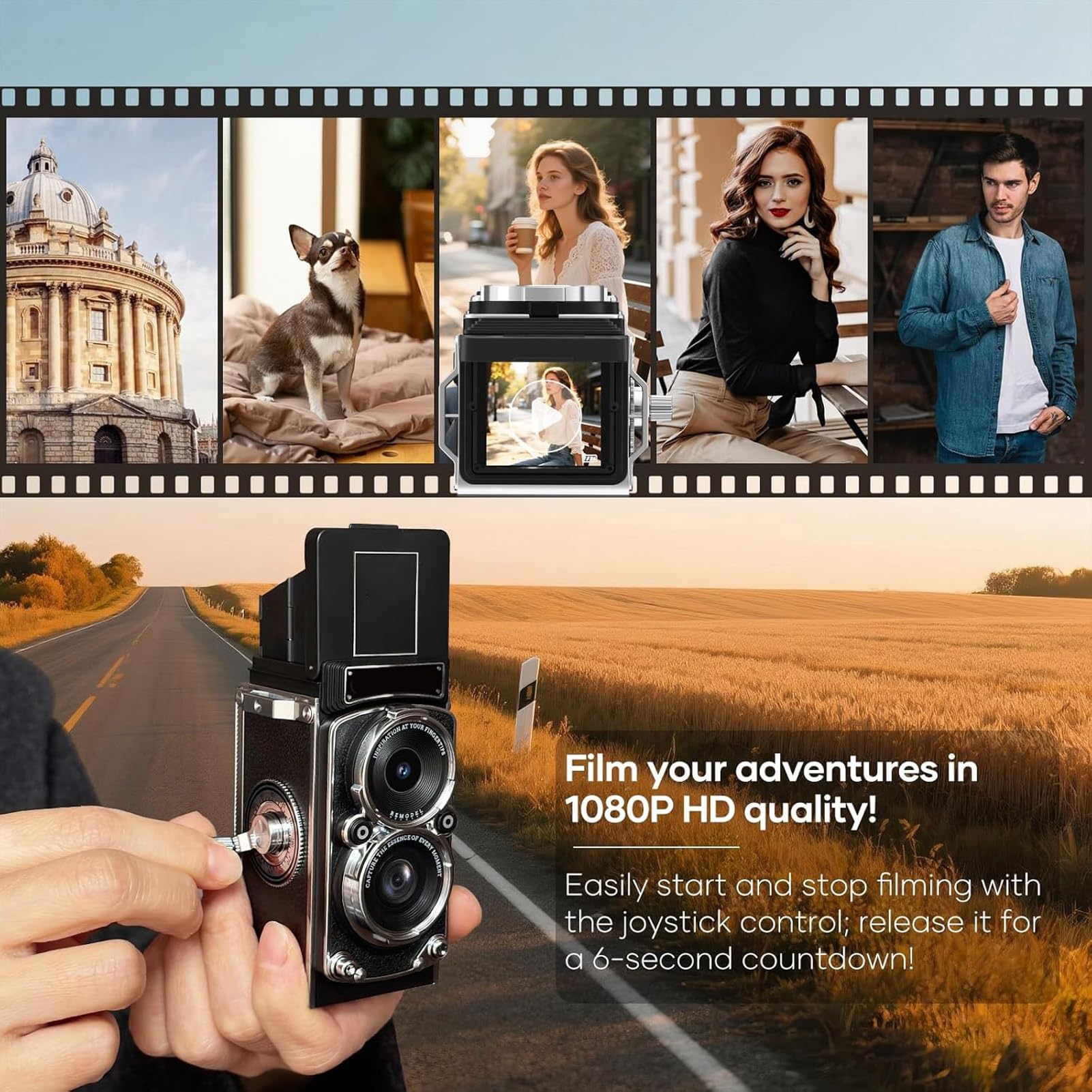 Amazon | ヴィンテージデジタルカメラ、12MP 1080p TLRスタイルミニ